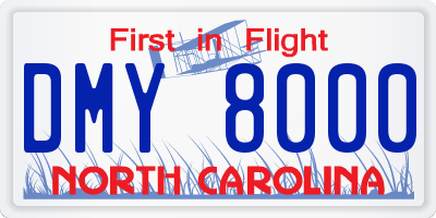 NC license plate DMY8000