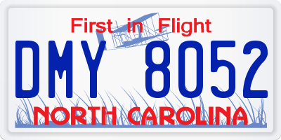 NC license plate DMY8052
