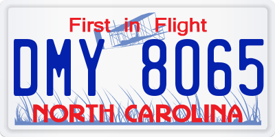 NC license plate DMY8065