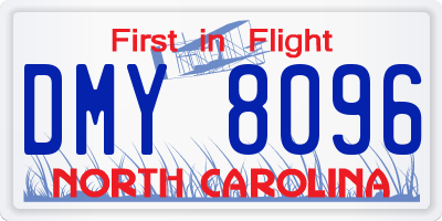 NC license plate DMY8096