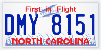 NC license plate DMY8151