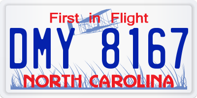NC license plate DMY8167