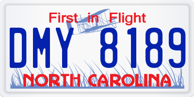 NC license plate DMY8189
