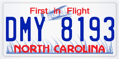 NC license plate DMY8193