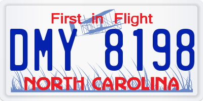 NC license plate DMY8198