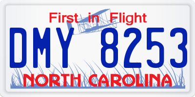 NC license plate DMY8253