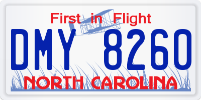 NC license plate DMY8260