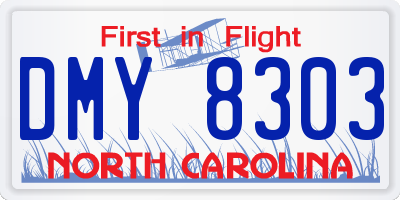 NC license plate DMY8303