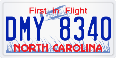 NC license plate DMY8340