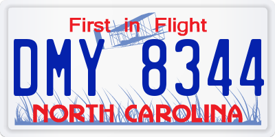 NC license plate DMY8344