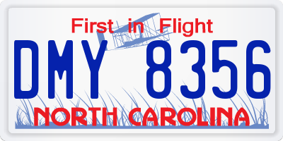 NC license plate DMY8356