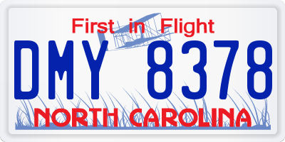 NC license plate DMY8378