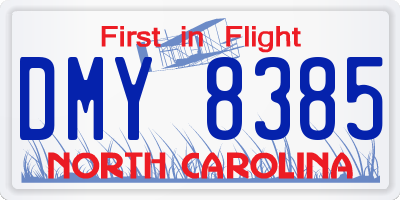 NC license plate DMY8385
