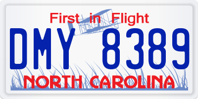 NC license plate DMY8389