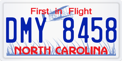 NC license plate DMY8458