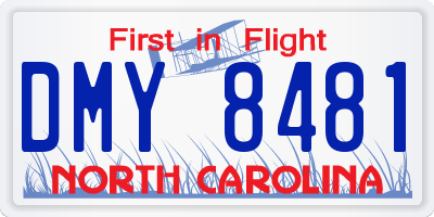 NC license plate DMY8481