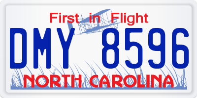 NC license plate DMY8596