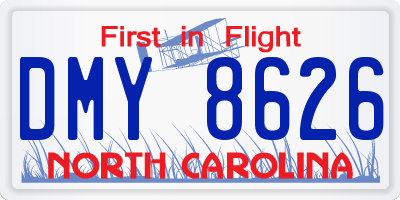 NC license plate DMY8626