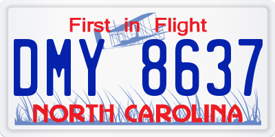 NC license plate DMY8637