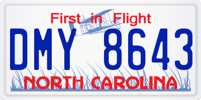 NC license plate DMY8643