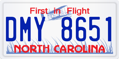 NC license plate DMY8651