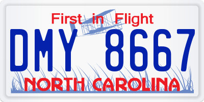 NC license plate DMY8667