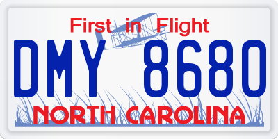 NC license plate DMY8680