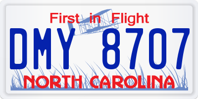 NC license plate DMY8707