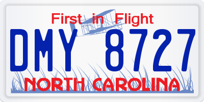 NC license plate DMY8727