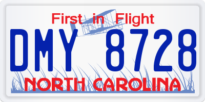 NC license plate DMY8728