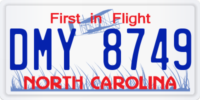 NC license plate DMY8749