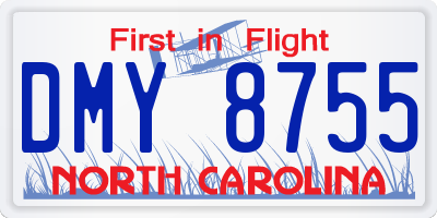 NC license plate DMY8755