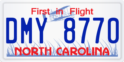 NC license plate DMY8770
