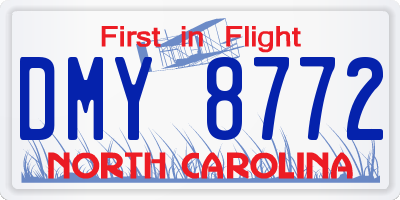 NC license plate DMY8772