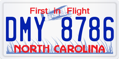 NC license plate DMY8786