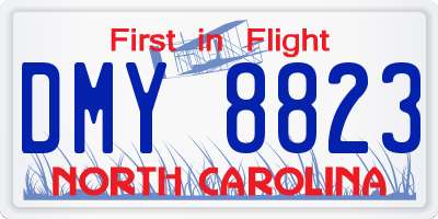 NC license plate DMY8823