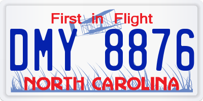 NC license plate DMY8876