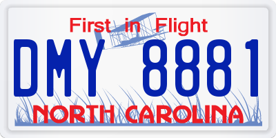 NC license plate DMY8881