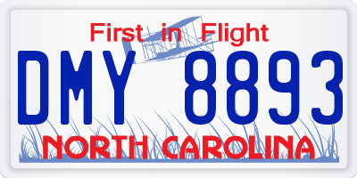 NC license plate DMY8893