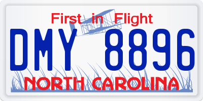 NC license plate DMY8896