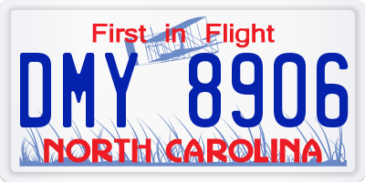NC license plate DMY8906