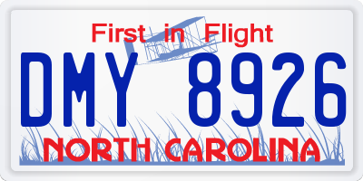 NC license plate DMY8926