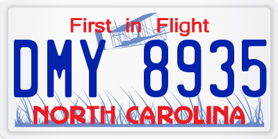 NC license plate DMY8935