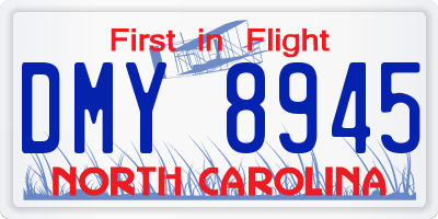 NC license plate DMY8945