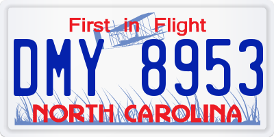 NC license plate DMY8953