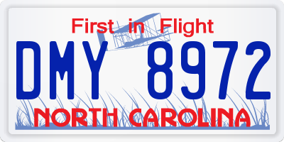 NC license plate DMY8972