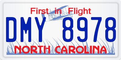 NC license plate DMY8978
