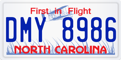 NC license plate DMY8986