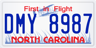 NC license plate DMY8987