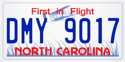 NC license plate DMY9017